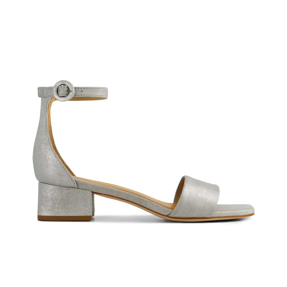 Bernardo Metallic Silver Block Heel Sandals